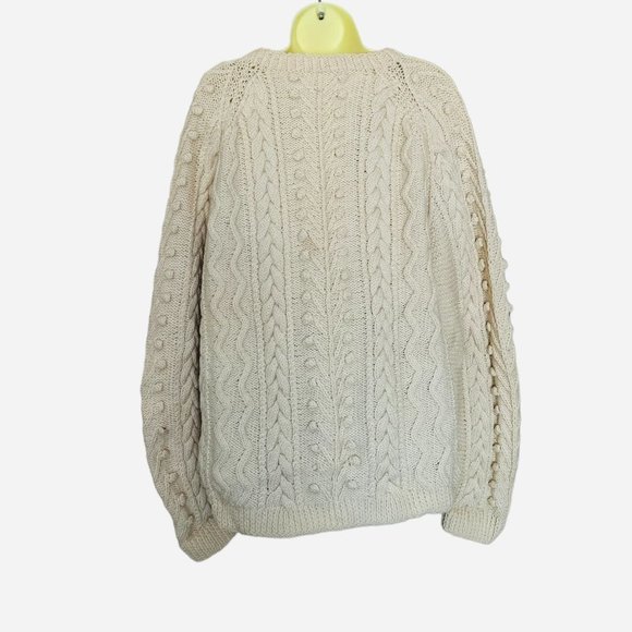 VINTAGE Cable Knit Icelandic-Chunky-hand-knitted-Beige-Fisherman-Sweater… - Picture 2 of 10